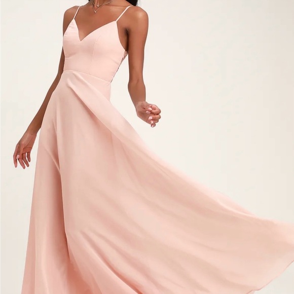 Lulus Romantic Ways Blush Pink Lace Button Up Back Dress - Picture 2 of 11